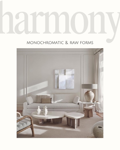 sofa, coffee table, living room furniture, accent chair, home decor, brand awareness, minimalist, lifestyle, calm, luxurious, neutral